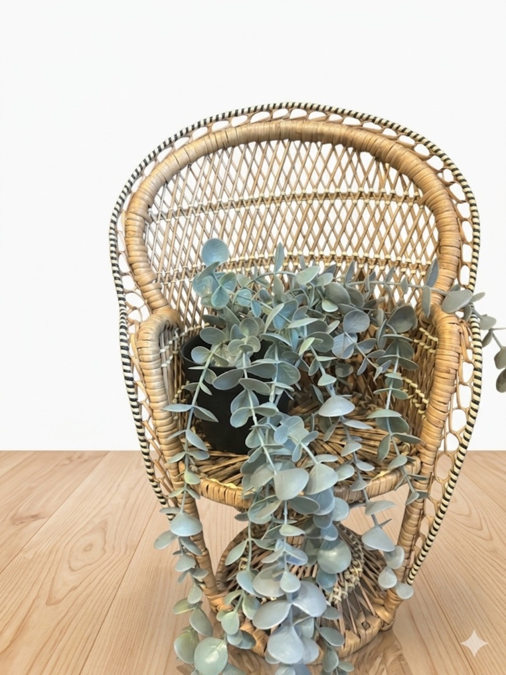 Woven Rattan Accent Chair Planter